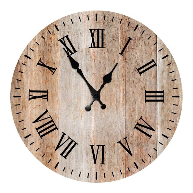 Wooden Wall Clock 10 Inch Silent Non Ticking Quartz Wall Clock 10 Inch Silent Non-Ticking Wooden Wall Clocks Battery Operated Country Retro Rustic Style Decorative for Living Room Kitchen  Retro Fashion Wood Wall Clock Decorative for Living Room Kitchen