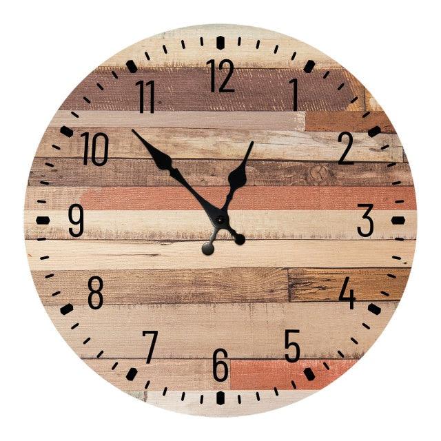 Wooden Wall Clock 10 Inch Silent Non Ticking Quartz Wall Clock 10 Inch Silent Non-Ticking Wooden Wall Clocks Battery Operated Country Retro Rustic Style Decorative for Living Room Kitchen  Retro Fashion Wood Wall Clock Decorative for Living Room Kitchen