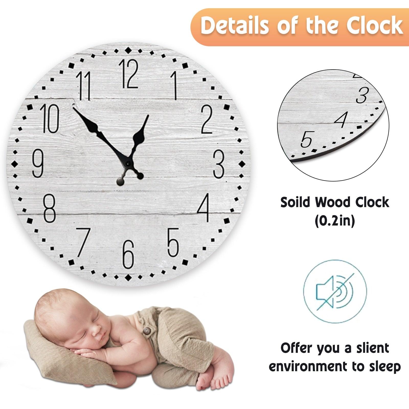 Wooden Wall Clock 10 Inch Silent Non Ticking Quartz Wall Clock 10 Inch Silent Non-Ticking Wooden Wall Clocks Battery Operated Country Retro Rustic Style Decorative for Living Room Kitchen  Retro Fashion Wood Wall Clock Decorative for Living Room Kitchen