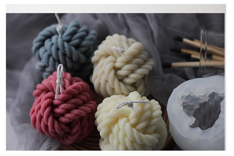 Woolen Candle Silicone Molds Candle Silicone Molds 3D Candle Molds Woolen Ball Mold And Knot Mold Ball Of Yarn Design Mold For Candle Making And Making Soap Wax Mold Woolen Ball Design Handmade Candle Scented Candle Wax Mold Home Decor