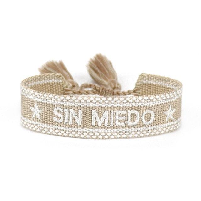 Woven Friendship Bracelets Handmade Braided Bracelet With Tassel Embroidery Rope Handmade Braided Letters Pattern Wrap Bracelets Dreamer Hope Inwrought Inspiring Friendship Handwoven Ethnic Cotton Bangle Wristband For Women Men