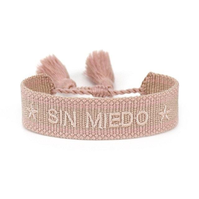 Woven Friendship Bracelets Handmade Braided Bracelet With Tassel Embroidery Rope Handmade Braided Letters Pattern Wrap Bracelets Dreamer Hope Inwrought Inspiring Friendship Handwoven Ethnic Cotton Bangle Wristband For Women Men