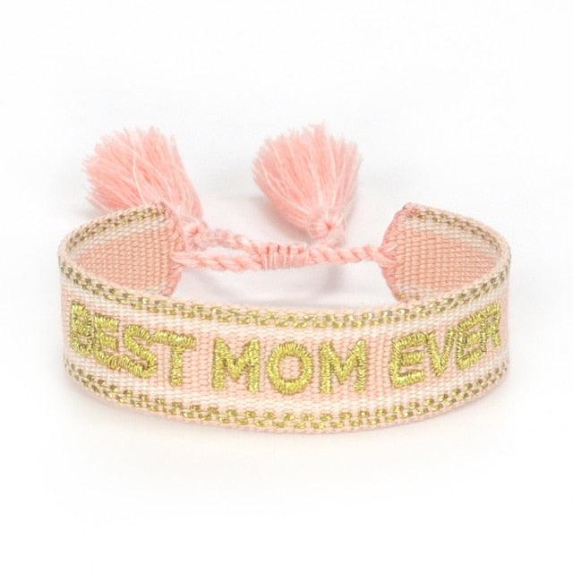 Woven Friendship Bracelets Handmade Braided Bracelet With Tassel Embroidery Rope Handmade Braided Letters Pattern Wrap Bracelets Dreamer Hope Inwrought Inspiring Friendship Handwoven Ethnic Cotton Bangle Wristband For Women Men