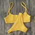 Yellow Ruffles Crochet Bikini Set Women Push-up Padded Bra Swimsuit Triangle Swimwear Bathing Suit Women's Thong Bikini Swimsuit Two Piece Halter Neck Padded Push up Bikini Sets