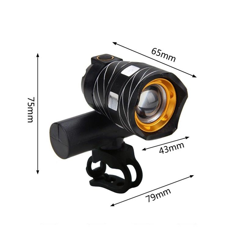 Zoomable LED Bicycle Light Bike Front Lamp Headlight With USB Rechargeable Built-In Battery Bike Light Set USB Rechargeable Powerful LED Bicycle Headlight And Tail Light Combo