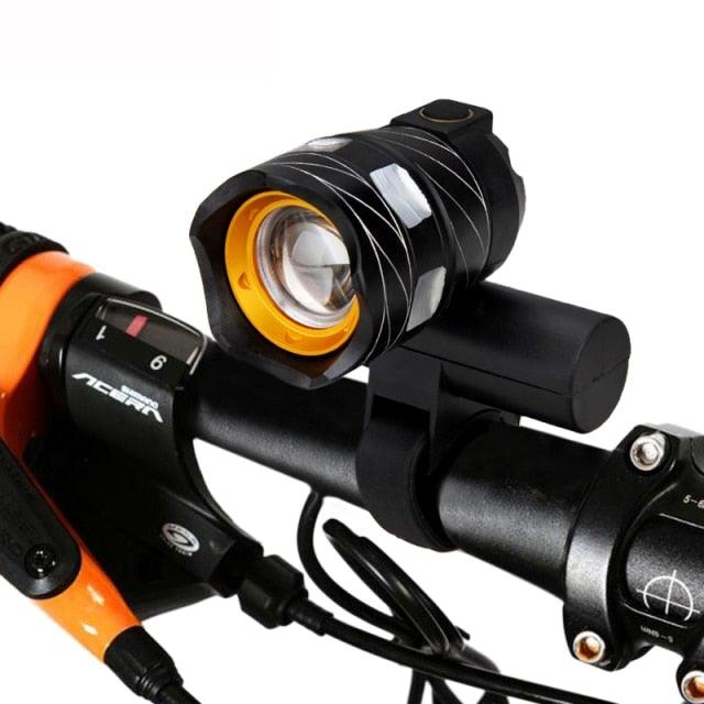 Zoomable LED Bicycle Light Bike Front Lamp Headlight With USB Rechargeable Built-In Battery Bike Light Set USB Rechargeable Powerful LED Bicycle Headlight And Tail Light Combo